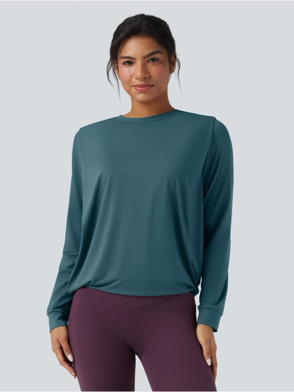 Halara Round Neck Long Sleeve Ruched Yoga Sports Top-UPF50+ Womens Size Small